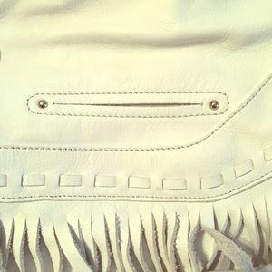 B makosky white leather fringed purse